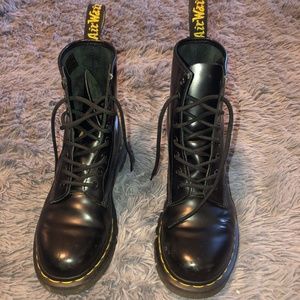 Dr Martens 1460 Leather Black Lace Up Boots Sz 8
